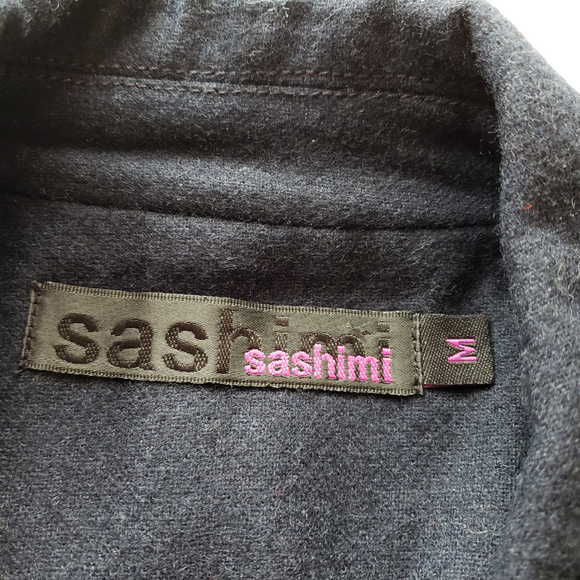 NWOT Sashimi M Navy/Gray Wool Fitted Blazer - Picture 5 of 8